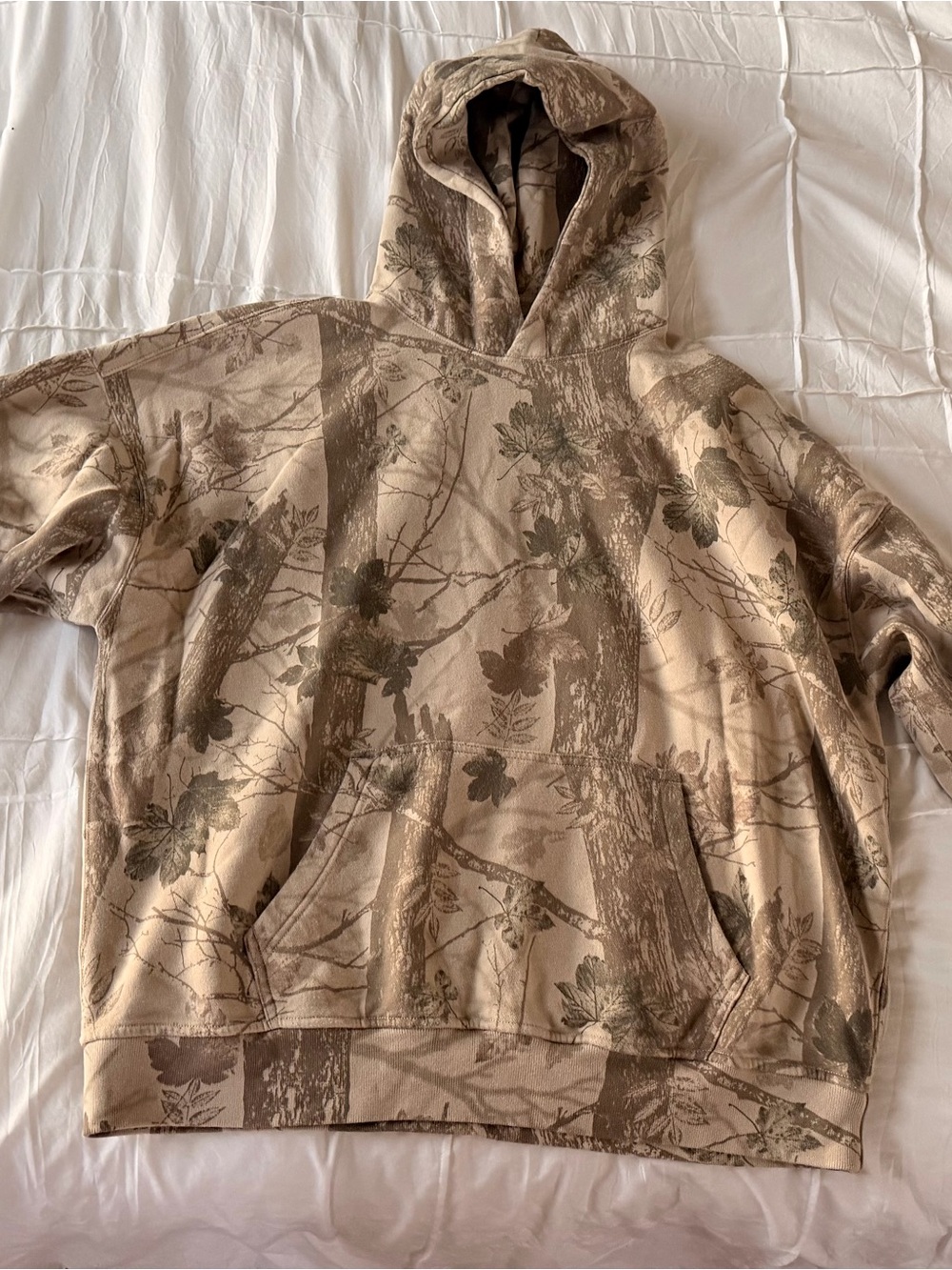 Abercrombie & Fitch Women's Hooded Pullover - Tan & Brown Wood Camo Print